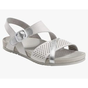 Earth linden laguna leather sandals - size 6 - white/silver